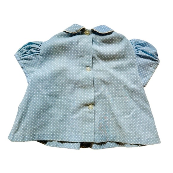 Judy Phillippine 12M vtg Blue Polka Dot Smocked baby girl classic shirt round‎ - Picture 6 of 6